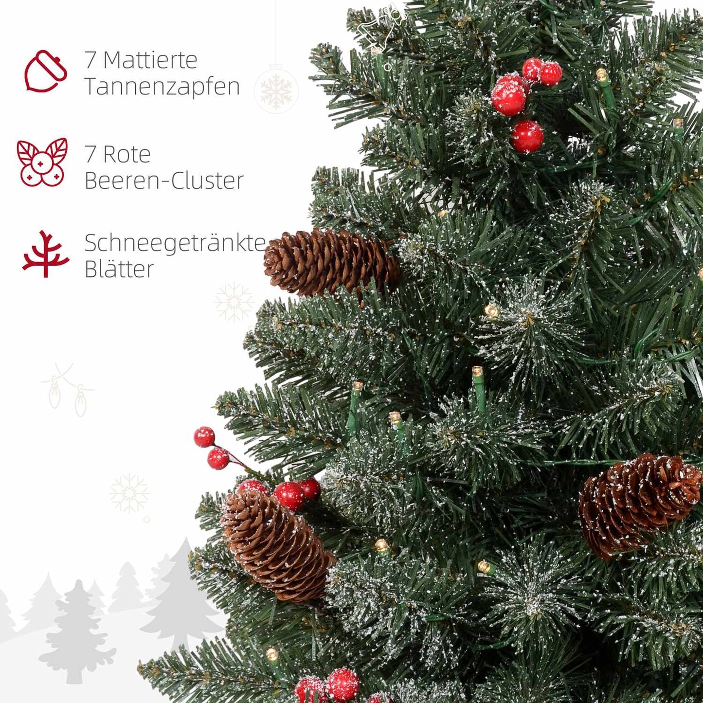 0.6 m artificial Christmas tree with cones, 50 LEDs