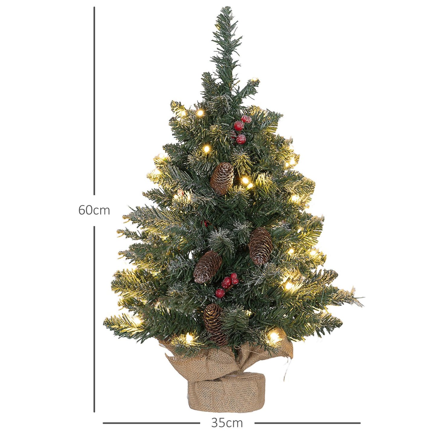 0.6 m artificial Christmas tree with cones, 50 LEDs