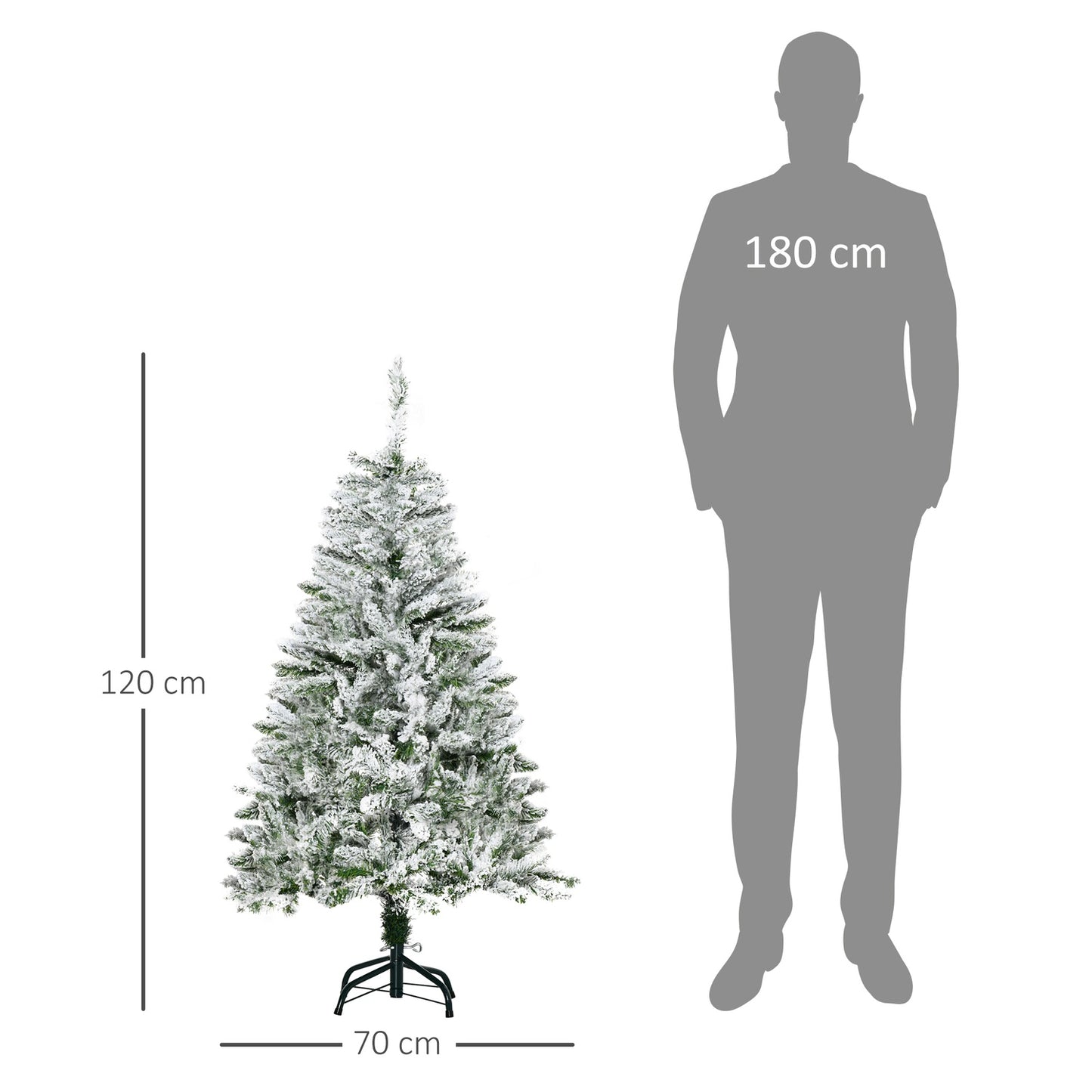 120 cm artificial Christmas tree with snow and 200 tips