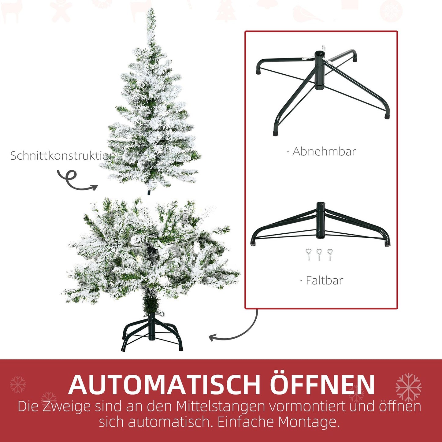 120 cm artificial Christmas tree with snow and 200 tips