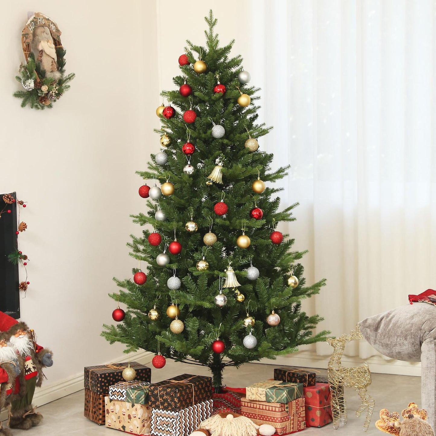 Artificial Christmas tree, 180 cm high, indoor green, easy installation