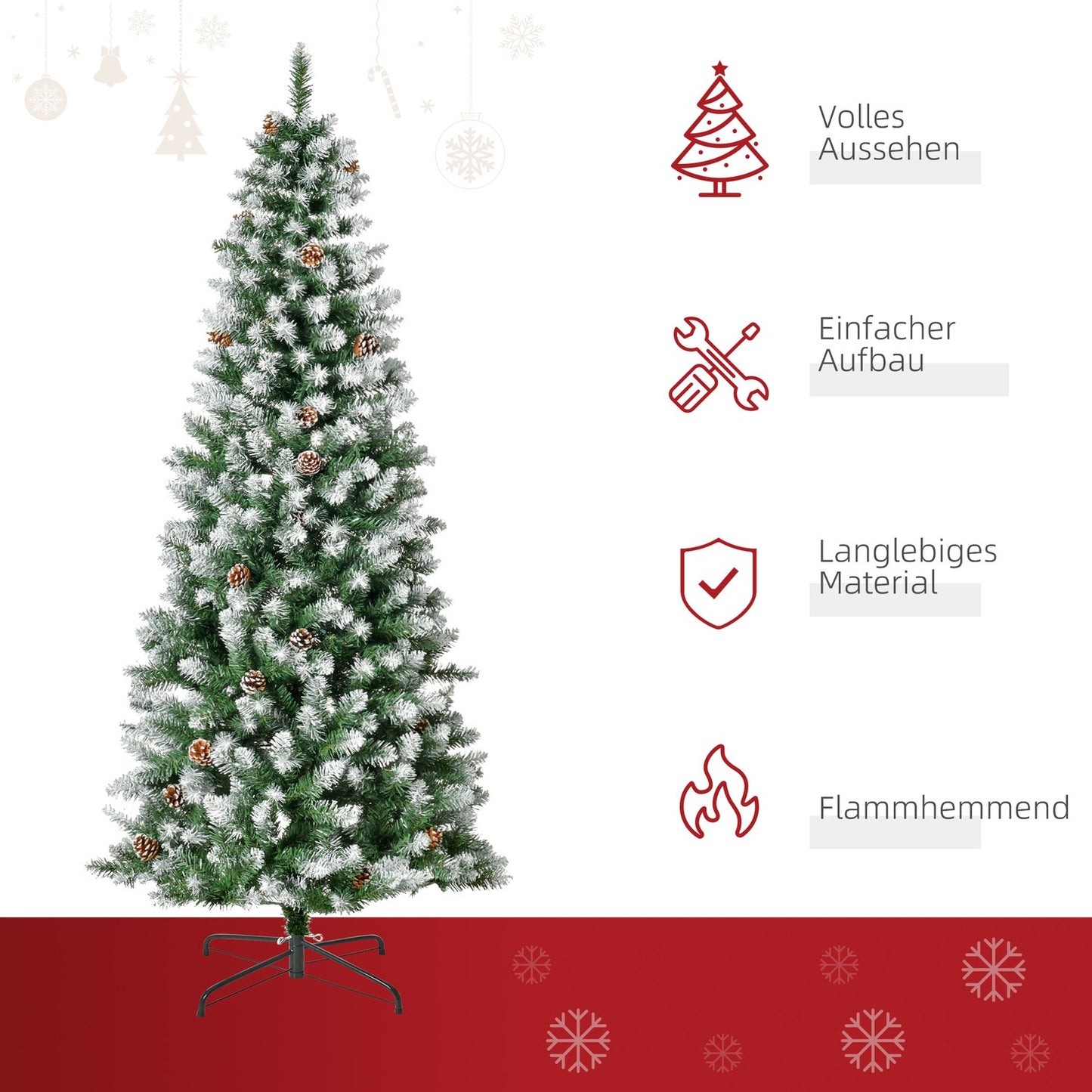 180 cm artificial Christmas tree, snowy, 630 tips, indoor use