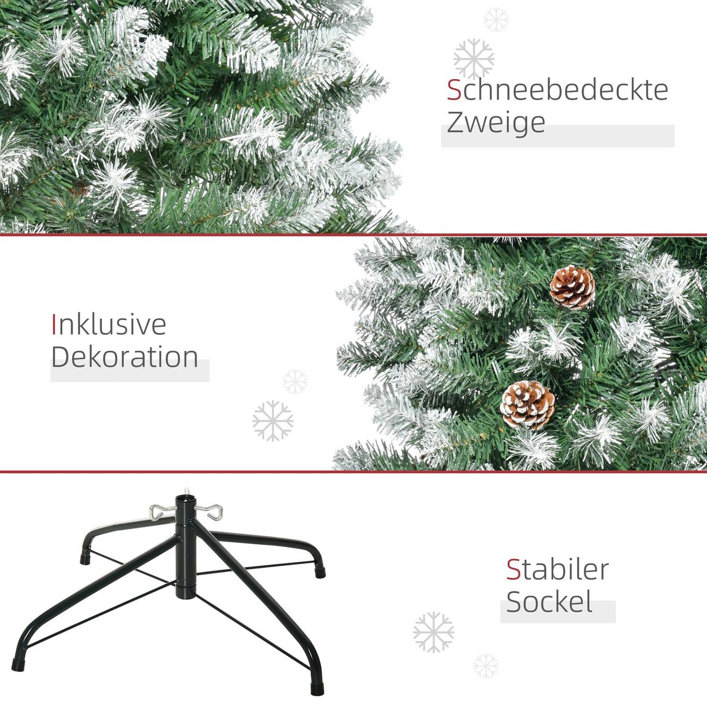 180 cm artificial Christmas tree, snowy, 630 tips, indoor use