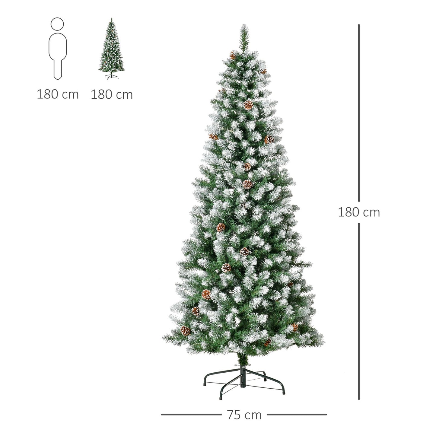 180 cm artificial Christmas tree, snowy, 630 tips, indoor use