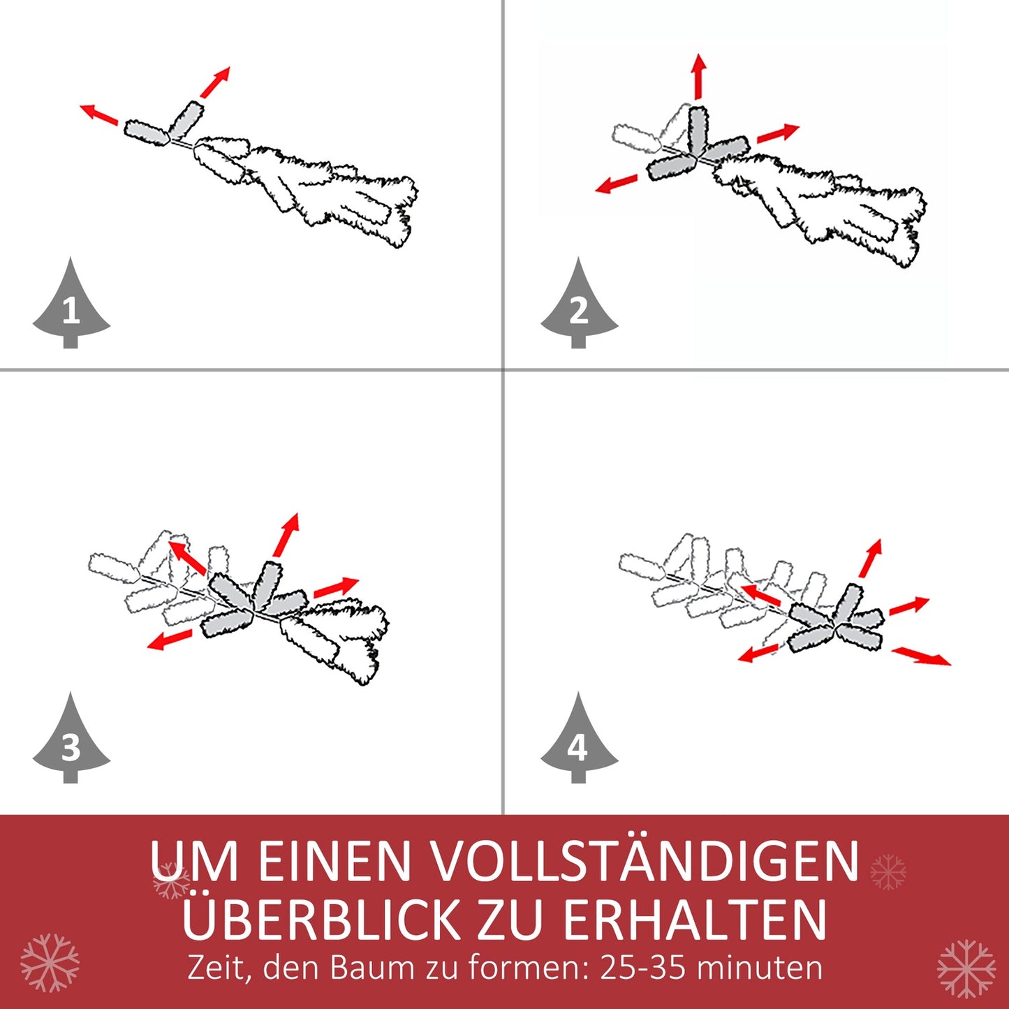 180 cm artificial Christmas tree, snowy, 800 tips, collapsible base