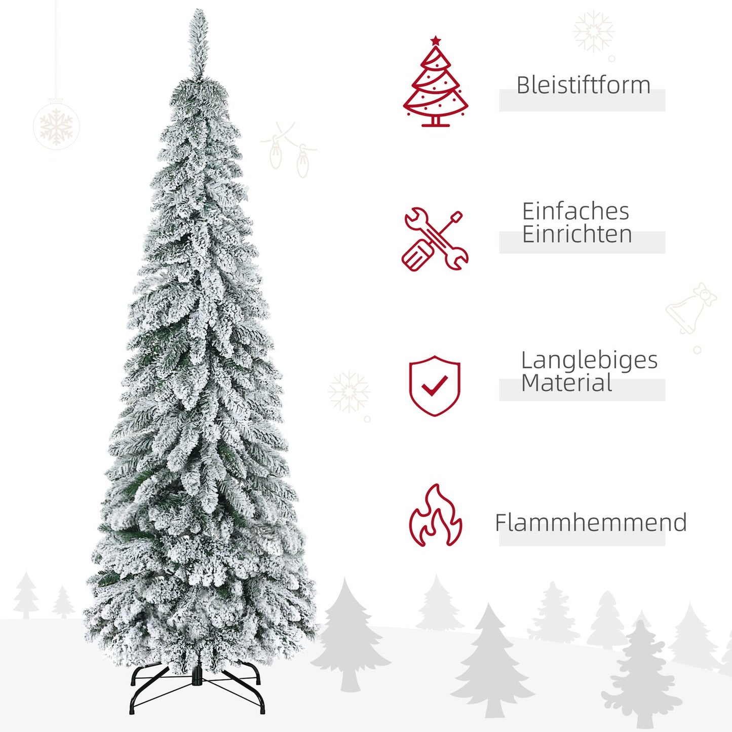 180 cm artificial Christmas tree with snow and base