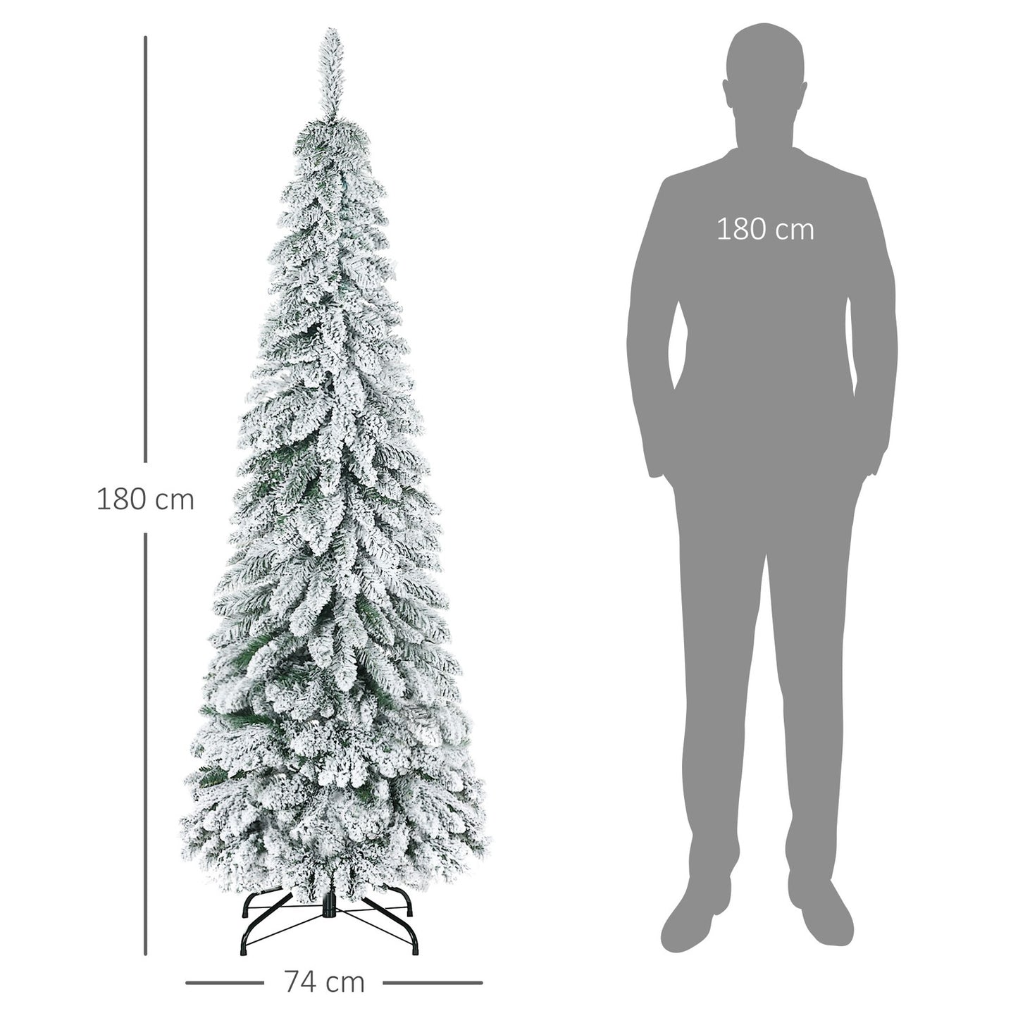180 cm artificial Christmas tree with snow and base