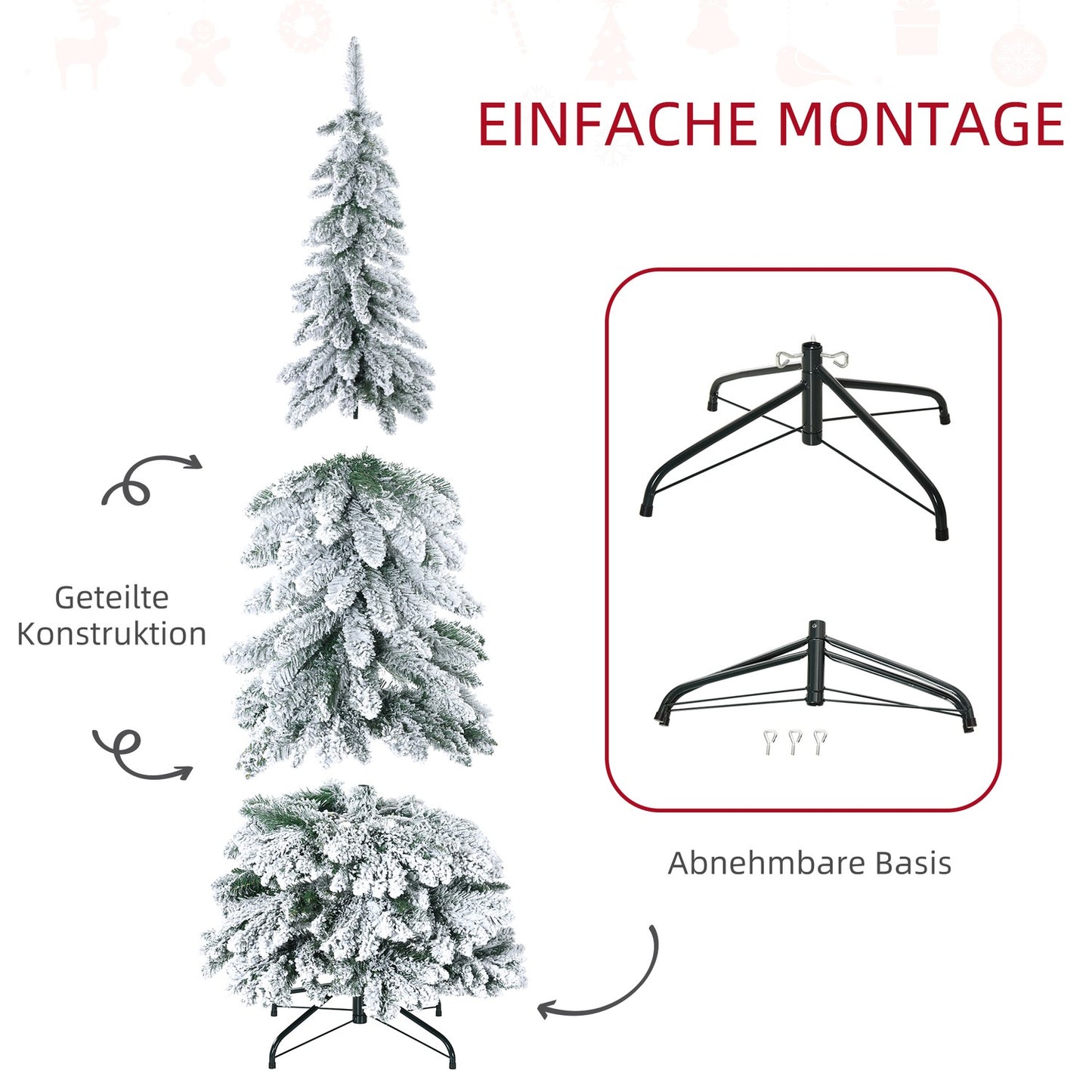 180 cm artificial Christmas tree with snow and base