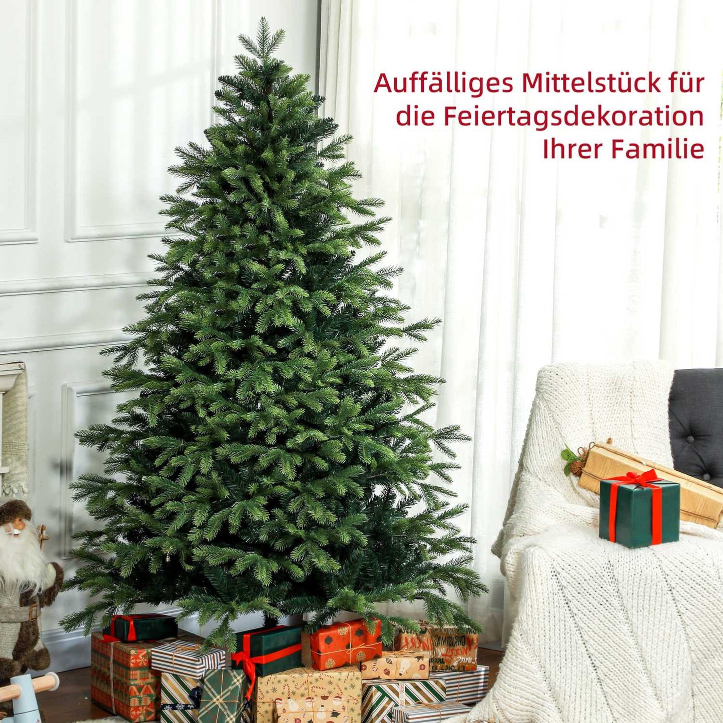 180 cm artificial Christmas tree, 1700 tips, collapsible stand