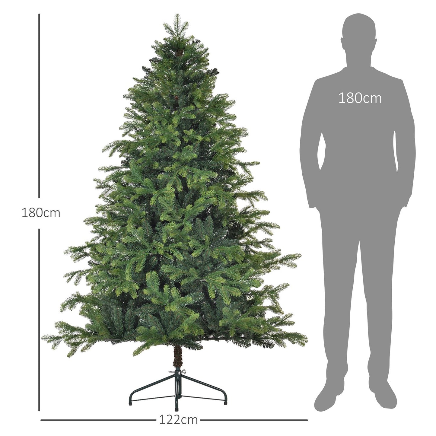 180 cm artificial Christmas tree, 1700 tips, collapsible stand