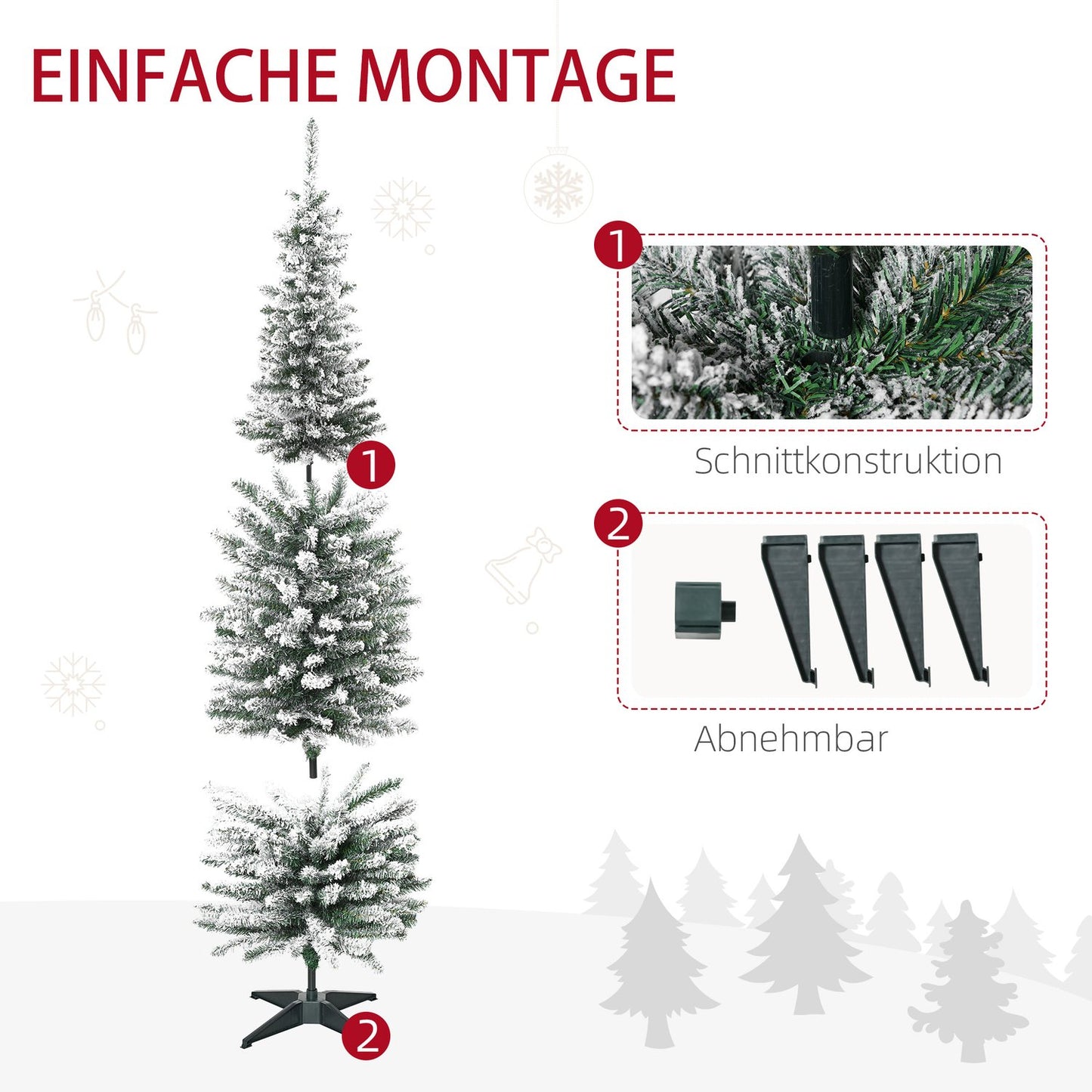 180 cm artificial Christmas tree, frosted with snow, 390 tips