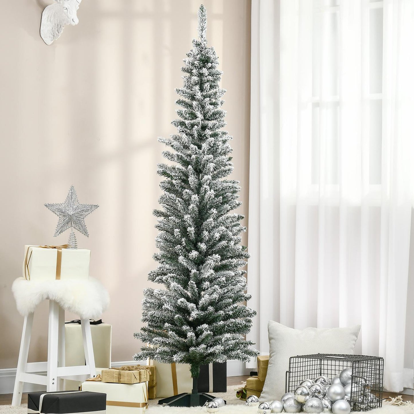 180 cm artificial Christmas tree, frosted with snow, 390 tips