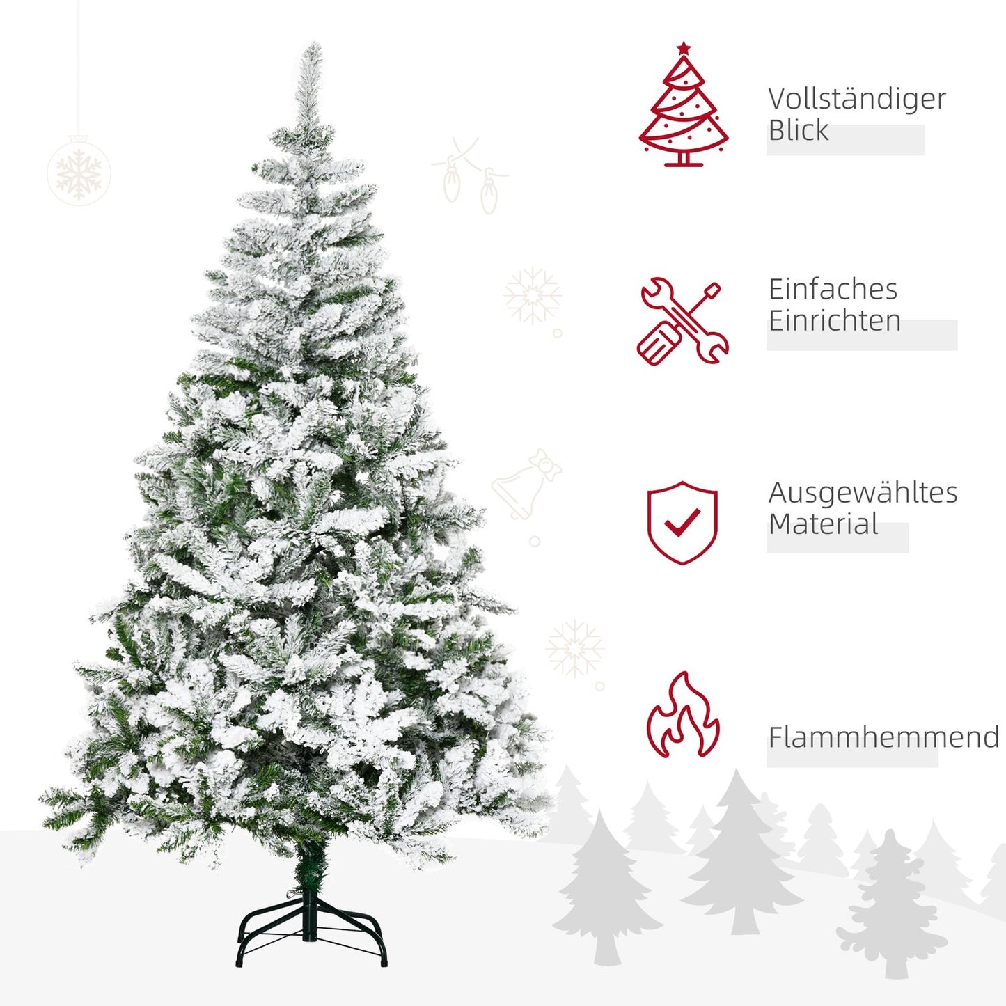 180 cm artificial Christmas tree with snow - 750 tips, indoors
