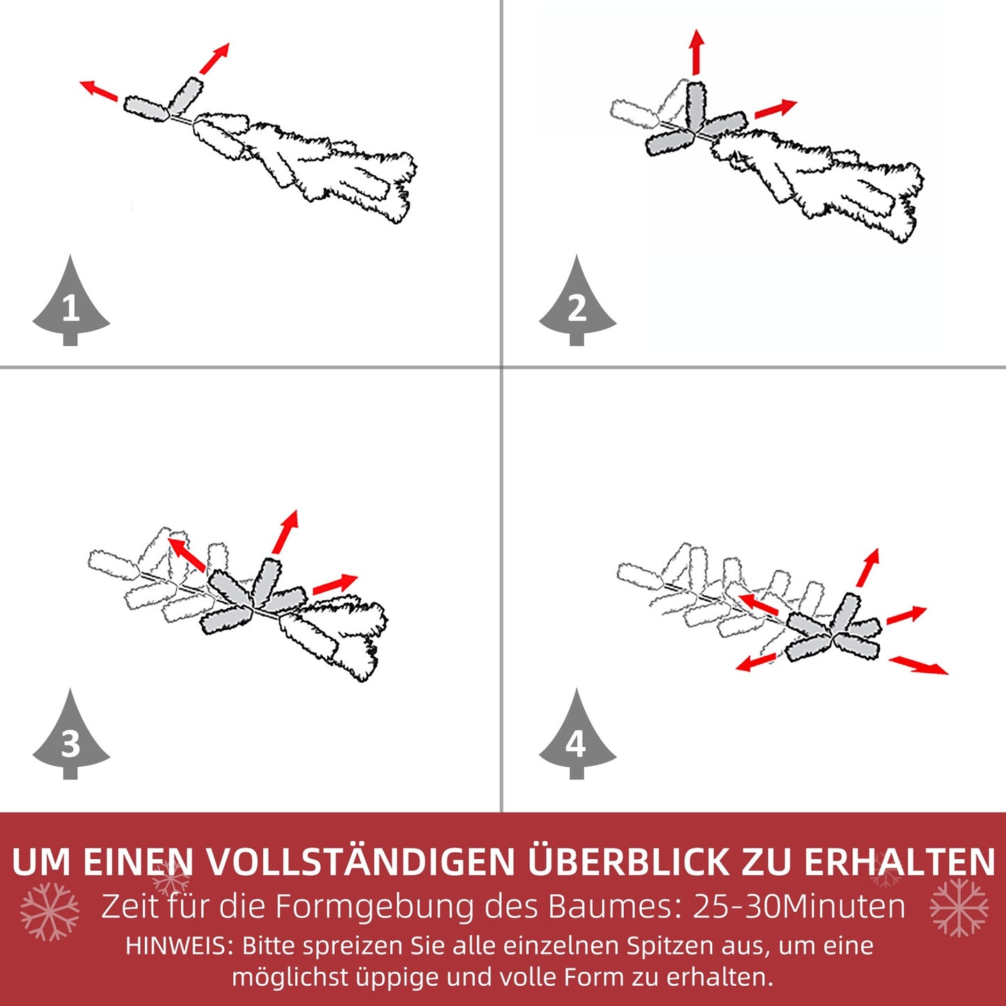 180 cm artificial Christmas tree with snow - 750 tips, indoors