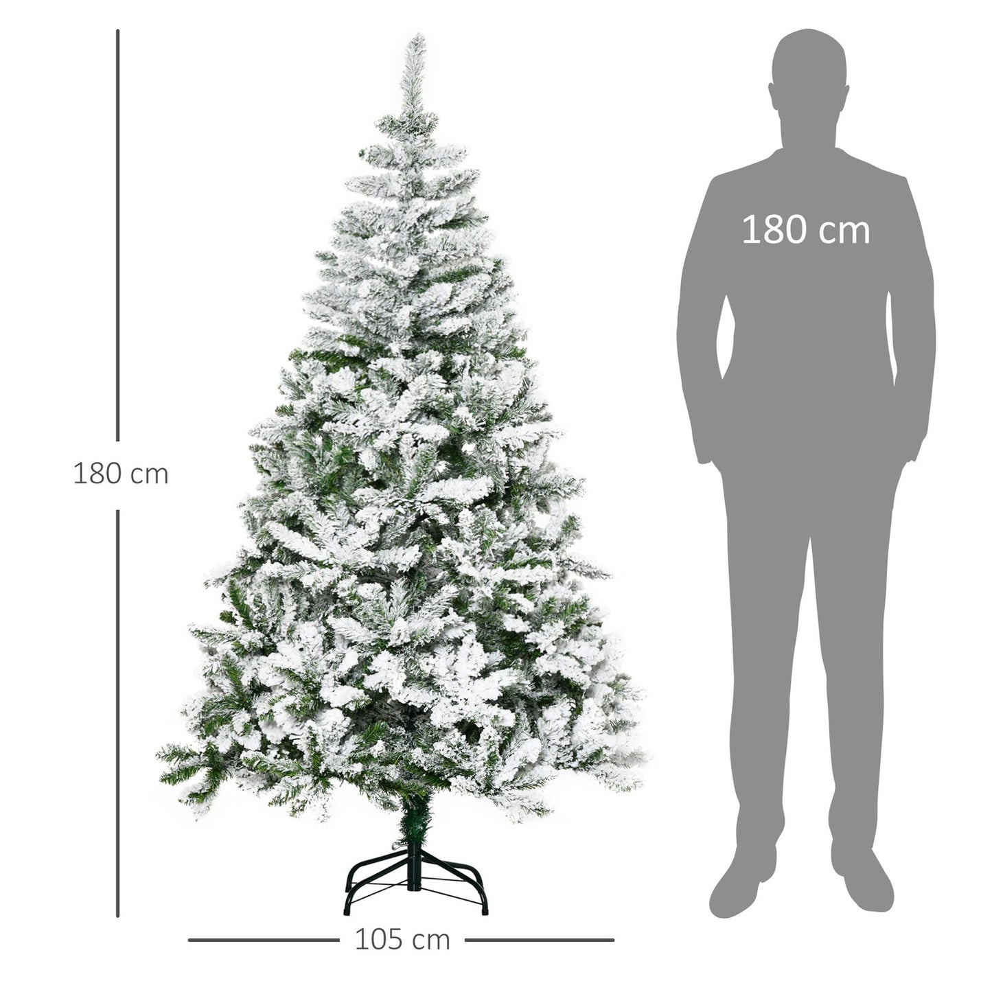 180 cm artificial Christmas tree with snow - 750 tips, indoors