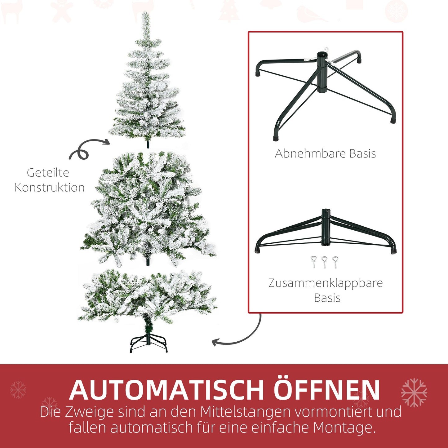 180 cm artificial Christmas tree with snow - 750 tips, indoors