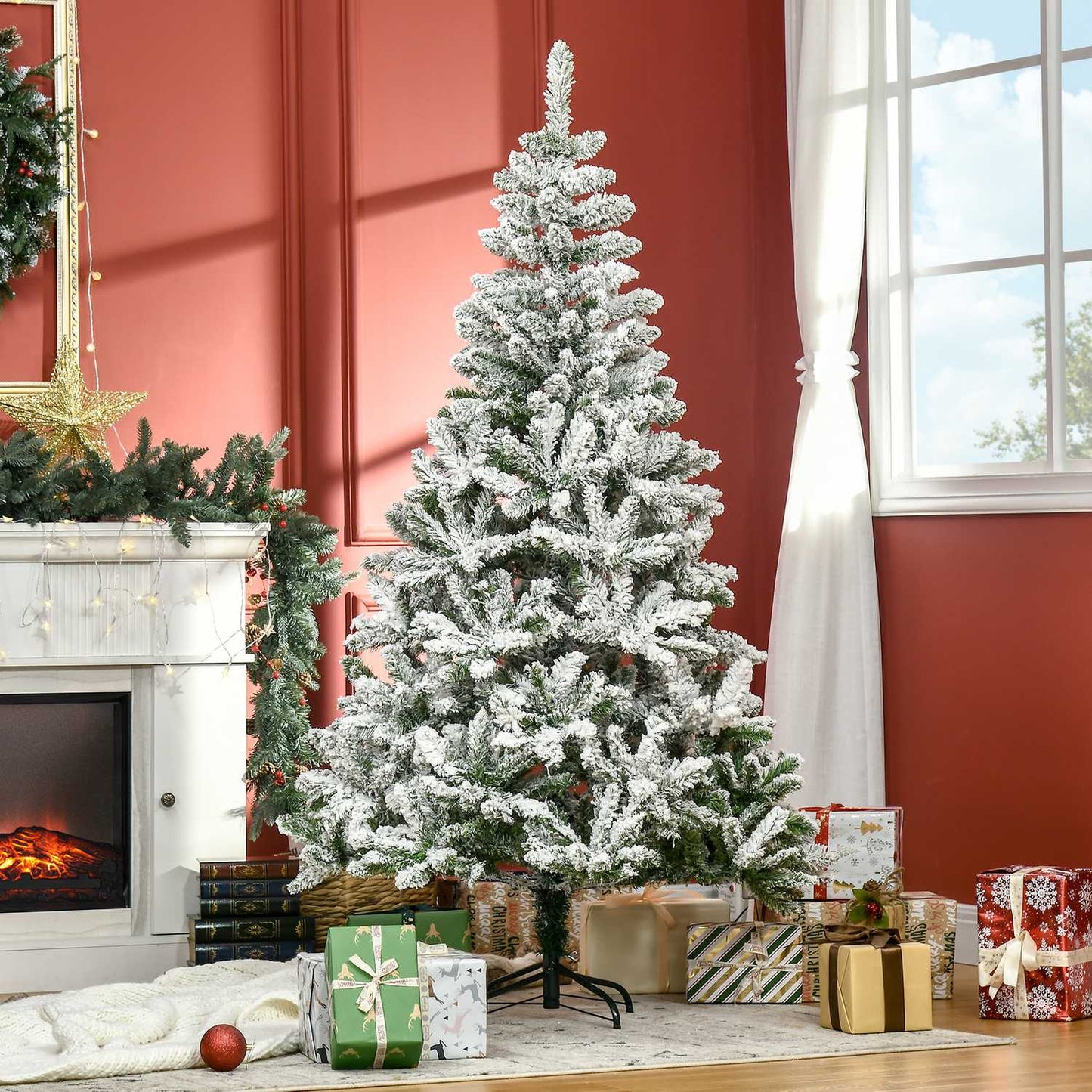 180 cm artificial Christmas tree with snow - 750 tips, indoors