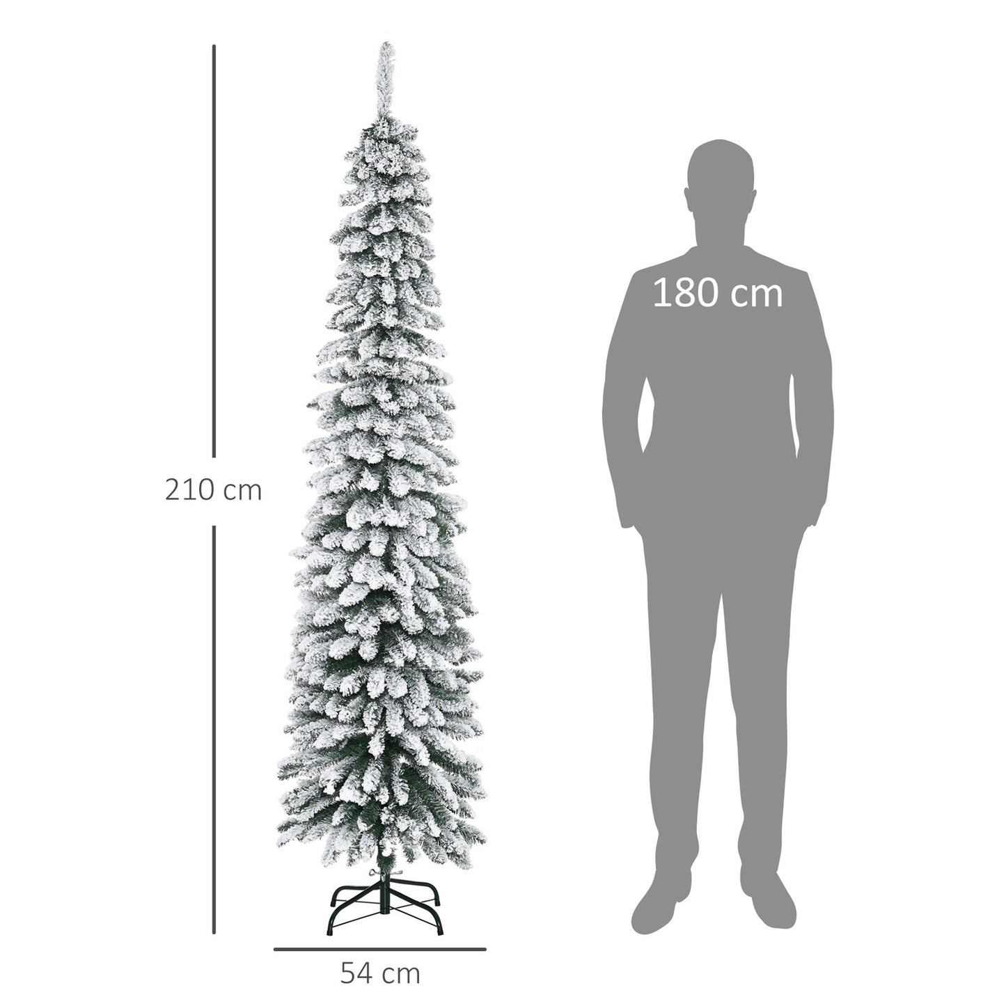 Artificial Christmas tree 210cm with snow and metal stand