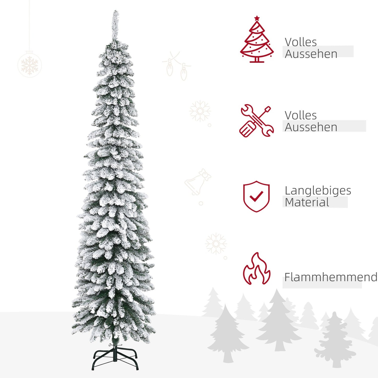 Artificial Christmas tree 210cm with snow and metal stand