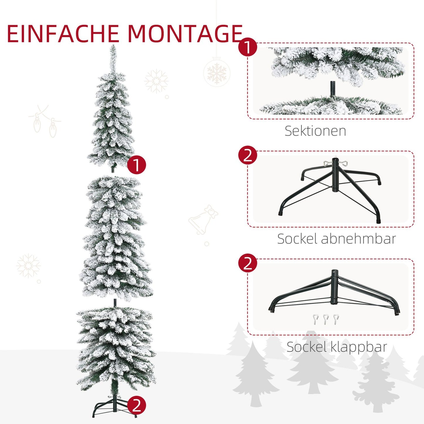 Artificial Christmas tree 210cm with snow and metal stand