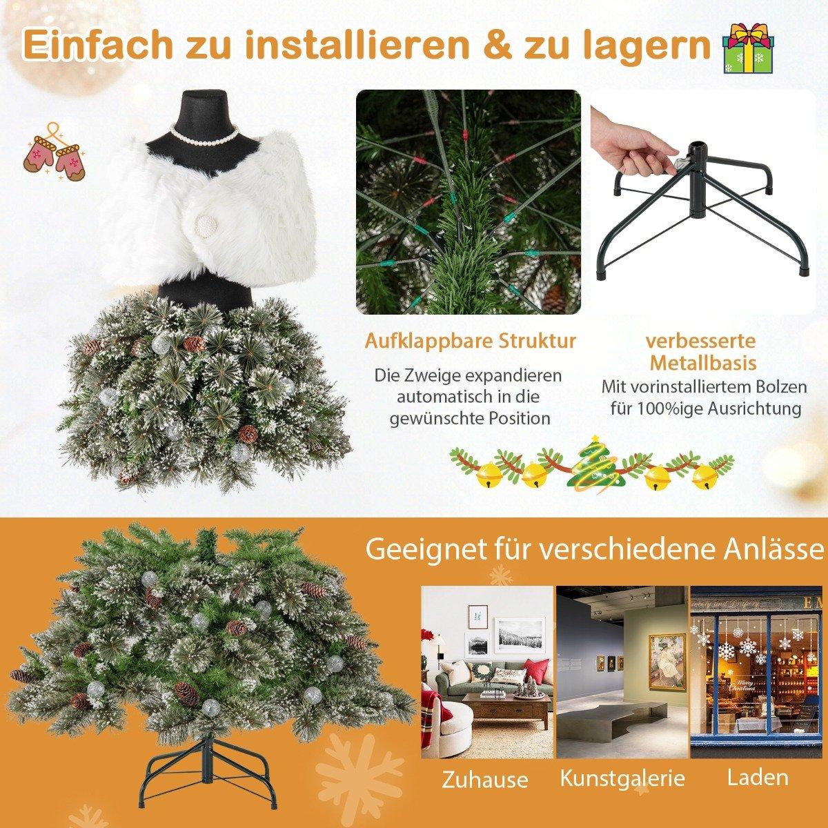 Artificial Christmas tree in dress form look with scarf & necklace & lighting