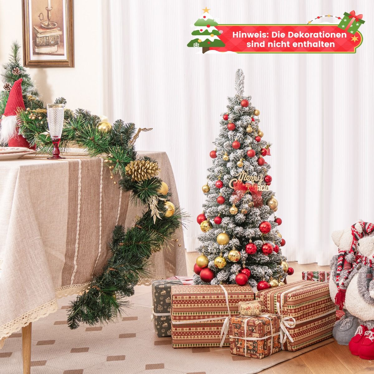 Artificial Christmas tree pencil 120 cm Christmas tree with snow green