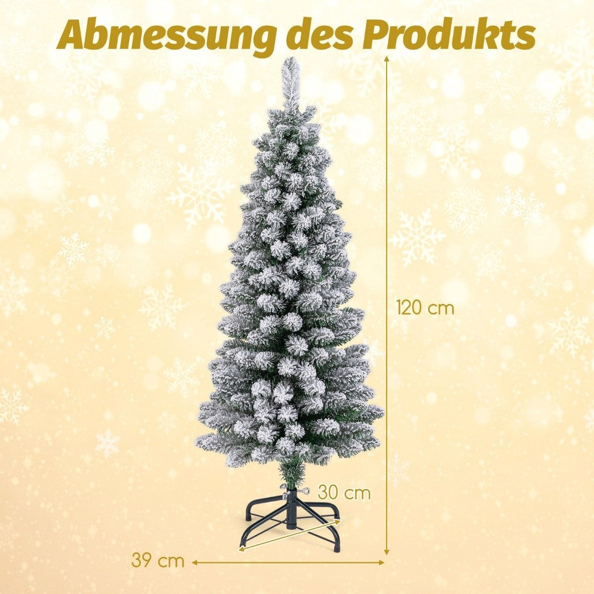 Artificial Christmas tree pencil 120 cm Christmas tree with snow green