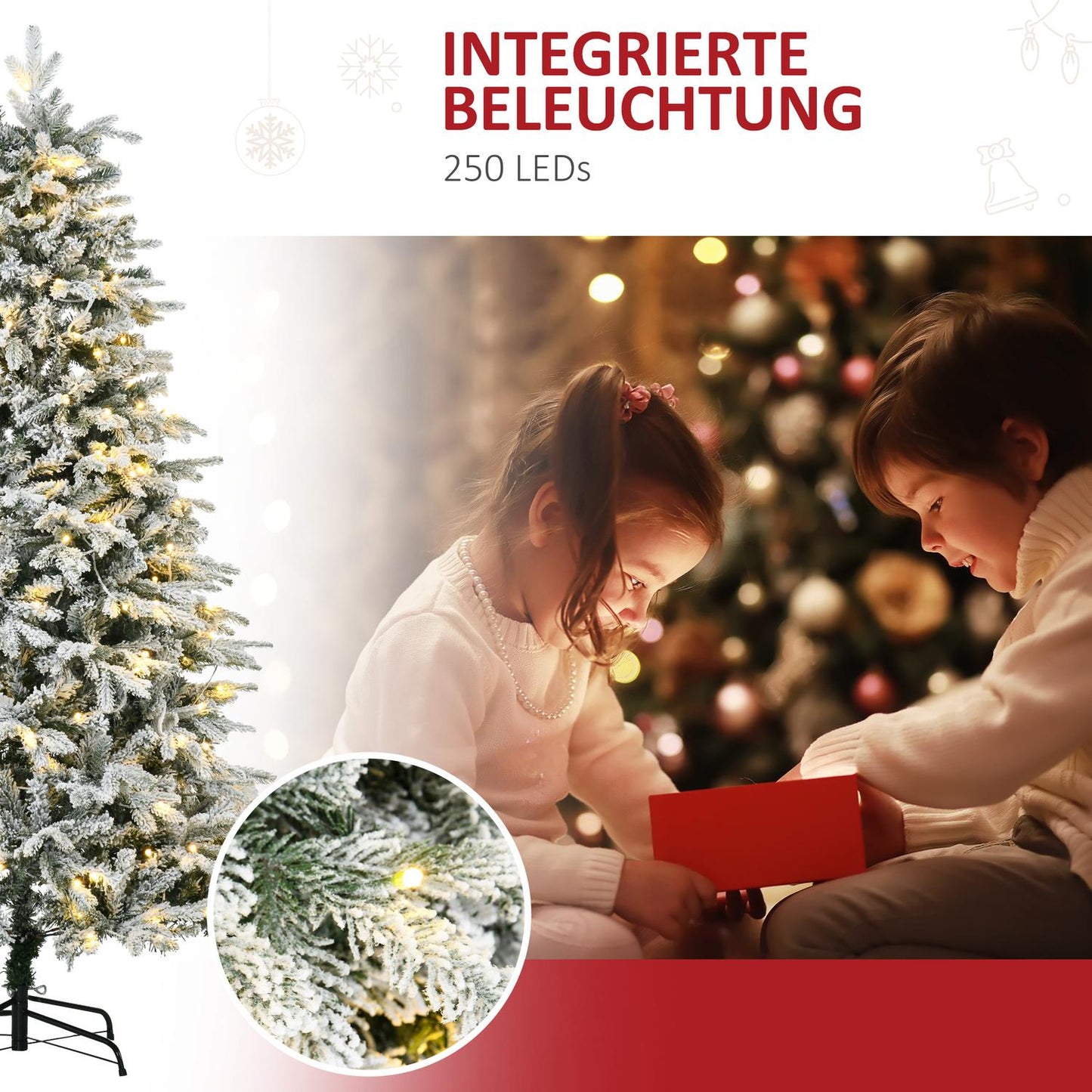 Artificial Christmas tree with lights, 180 cm, snow effect