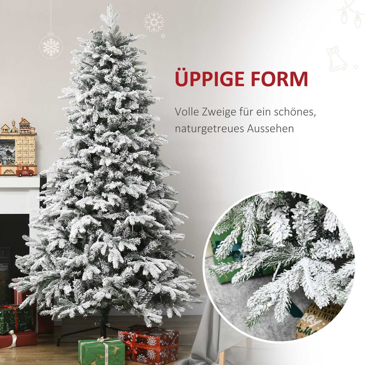 Artificial Christmas tree with lights, 180 cm, snow effect