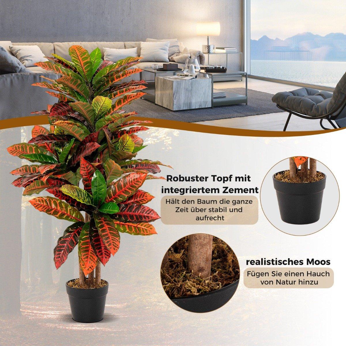 Artificial Croton Tree, 100 cm, Colorful Leaves
