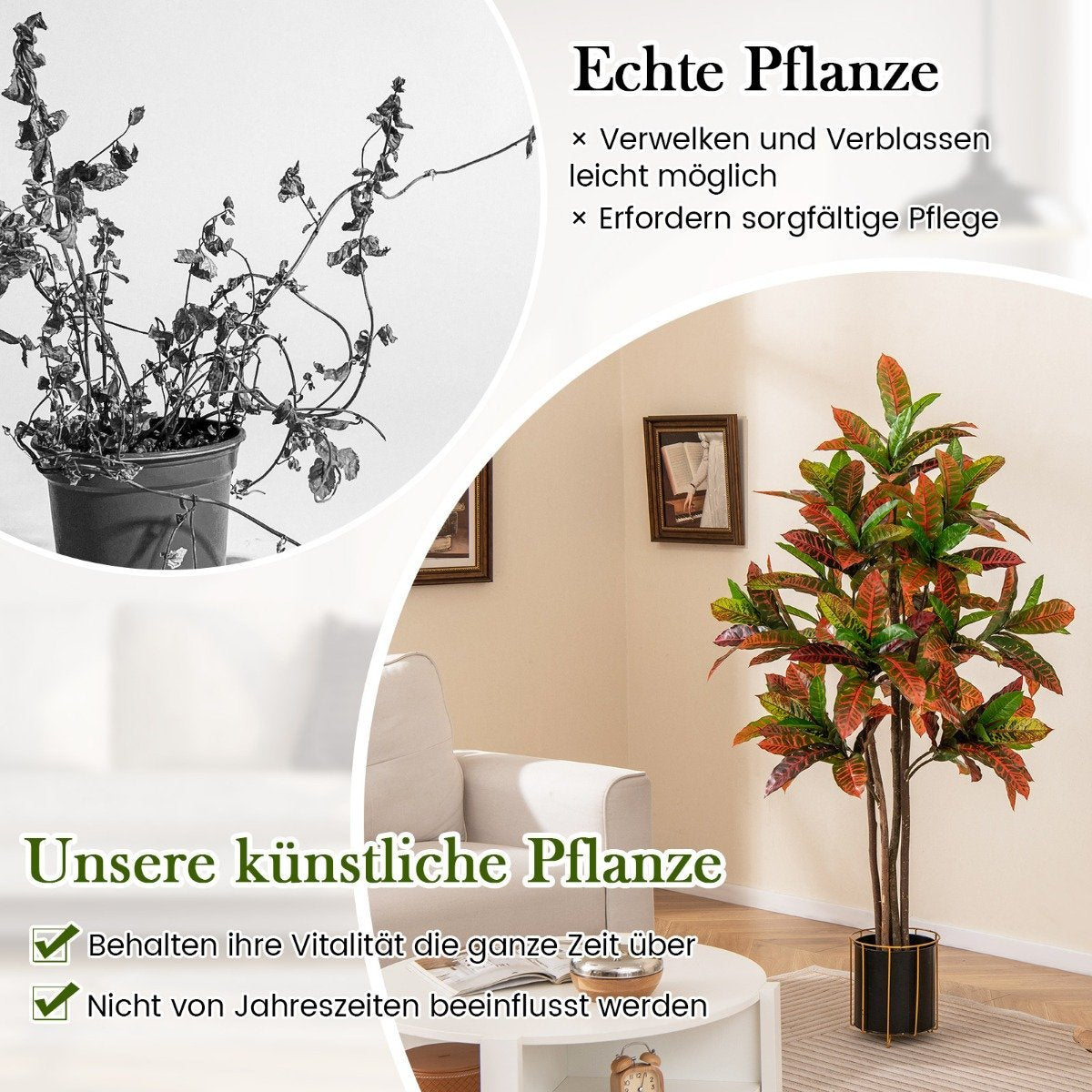 Artificial Croton Tree 150cm with Colorful Leaves