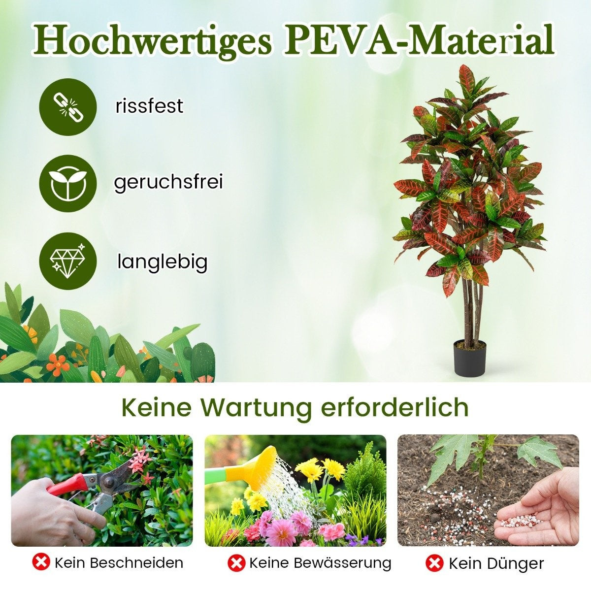 Artificial Croton Tree 150cm with Colorful Leaves