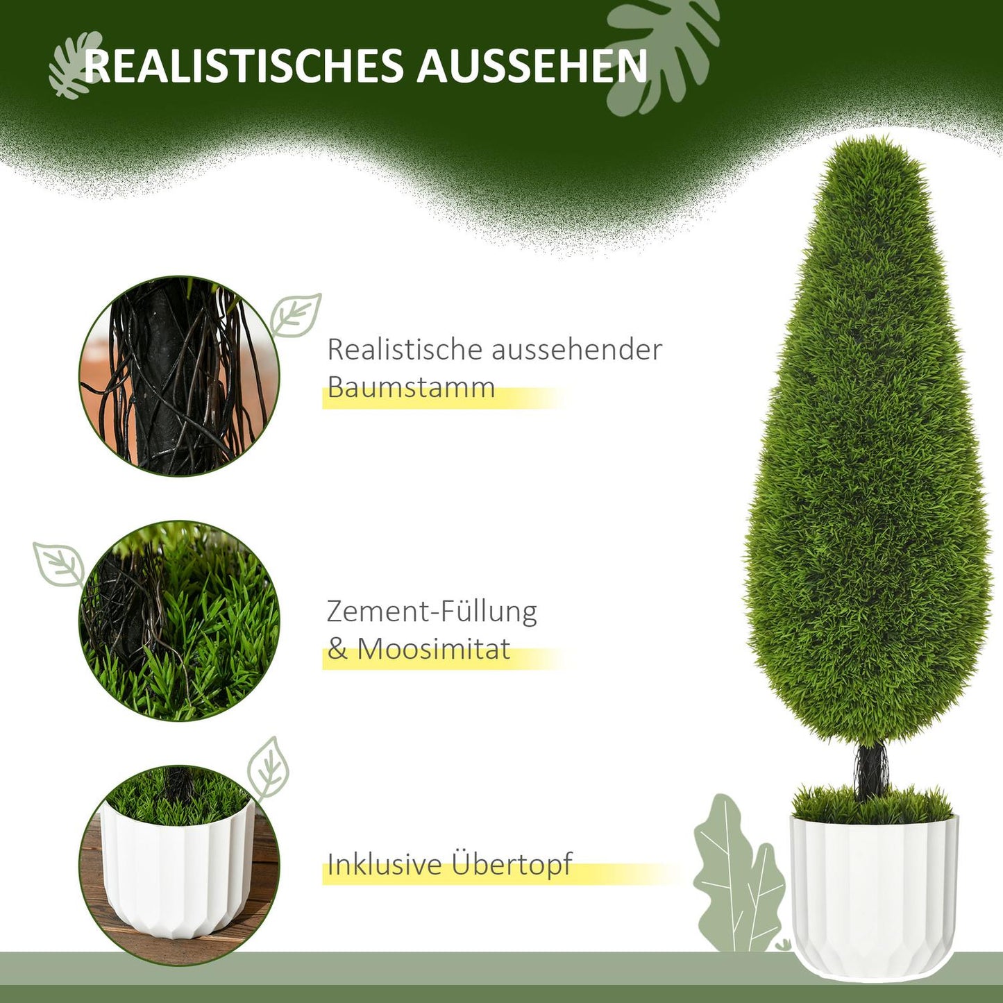 Artificial cypress trees with moss - Set of 2.90 cm