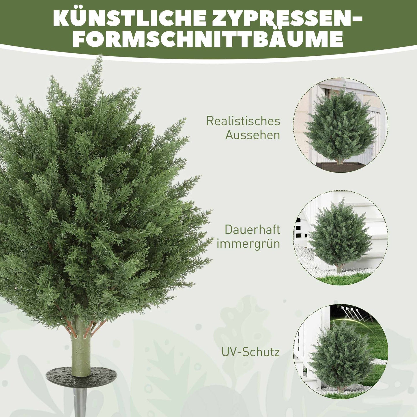 Artificial Cypress Plants, UV-Resistant, 2-Pack, 40x60 cm