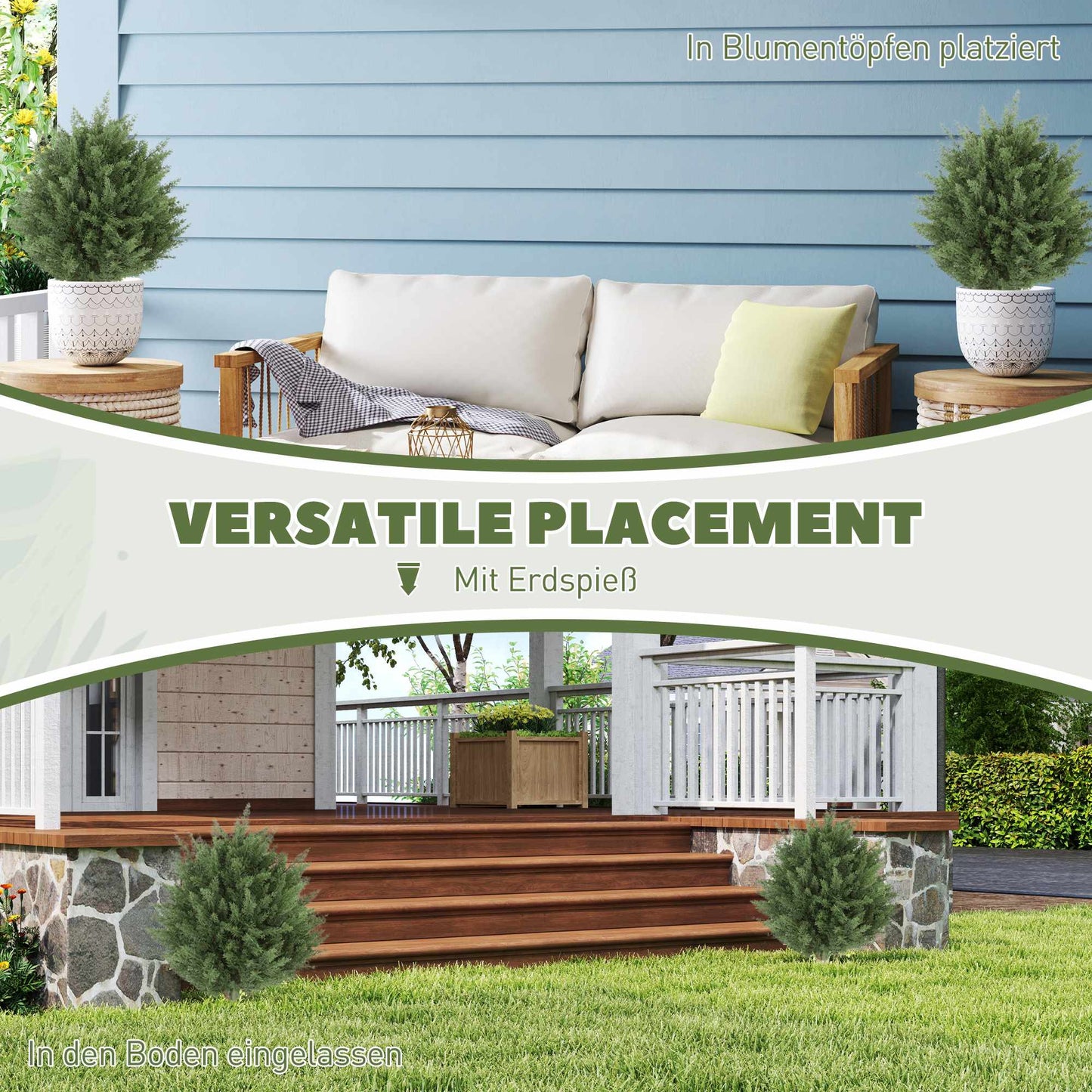 Artificial Cypress Plants, UV-Resistant, 2-Pack, 40x60 cm