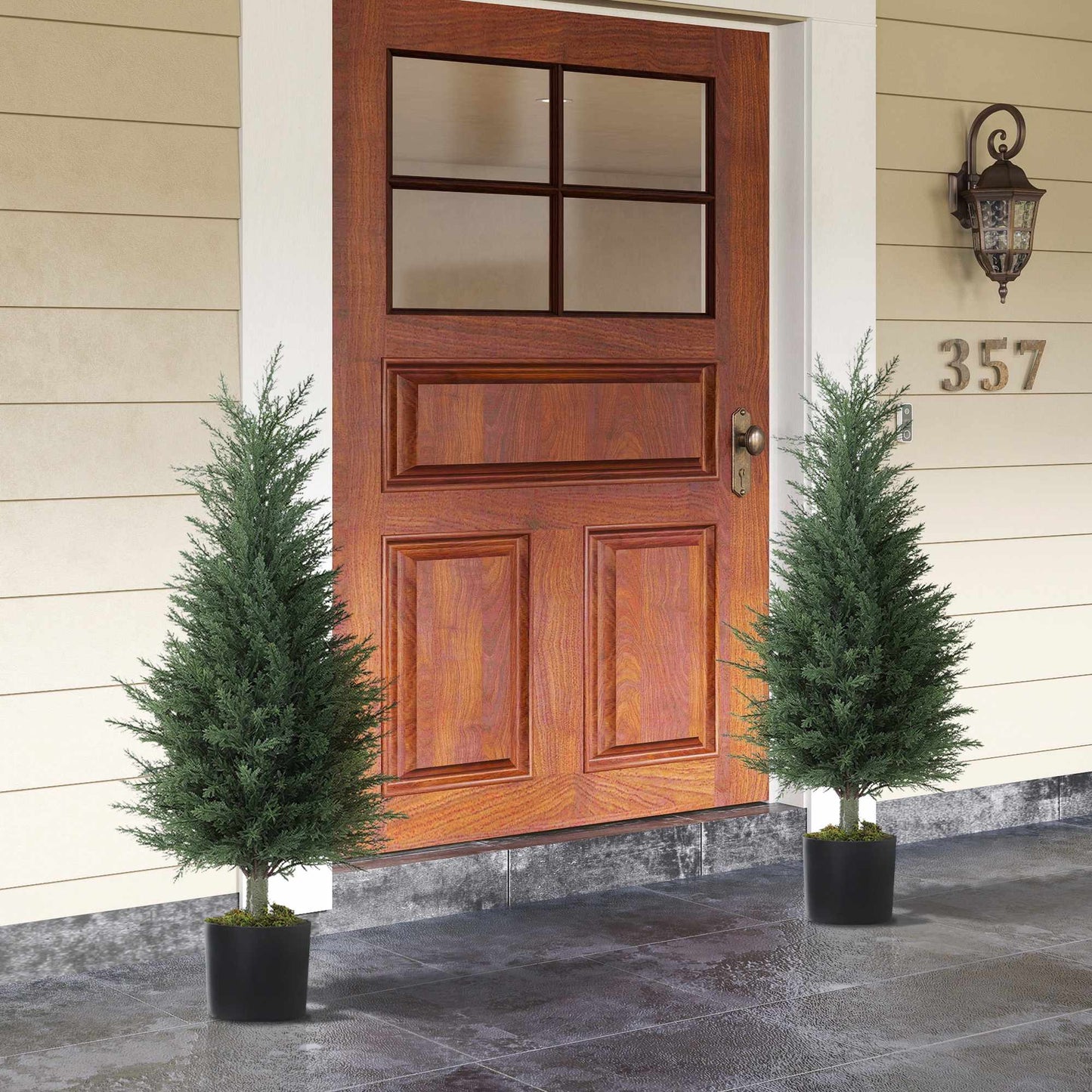 Artificial Cypress Plants, UV Resistant, Set of 2