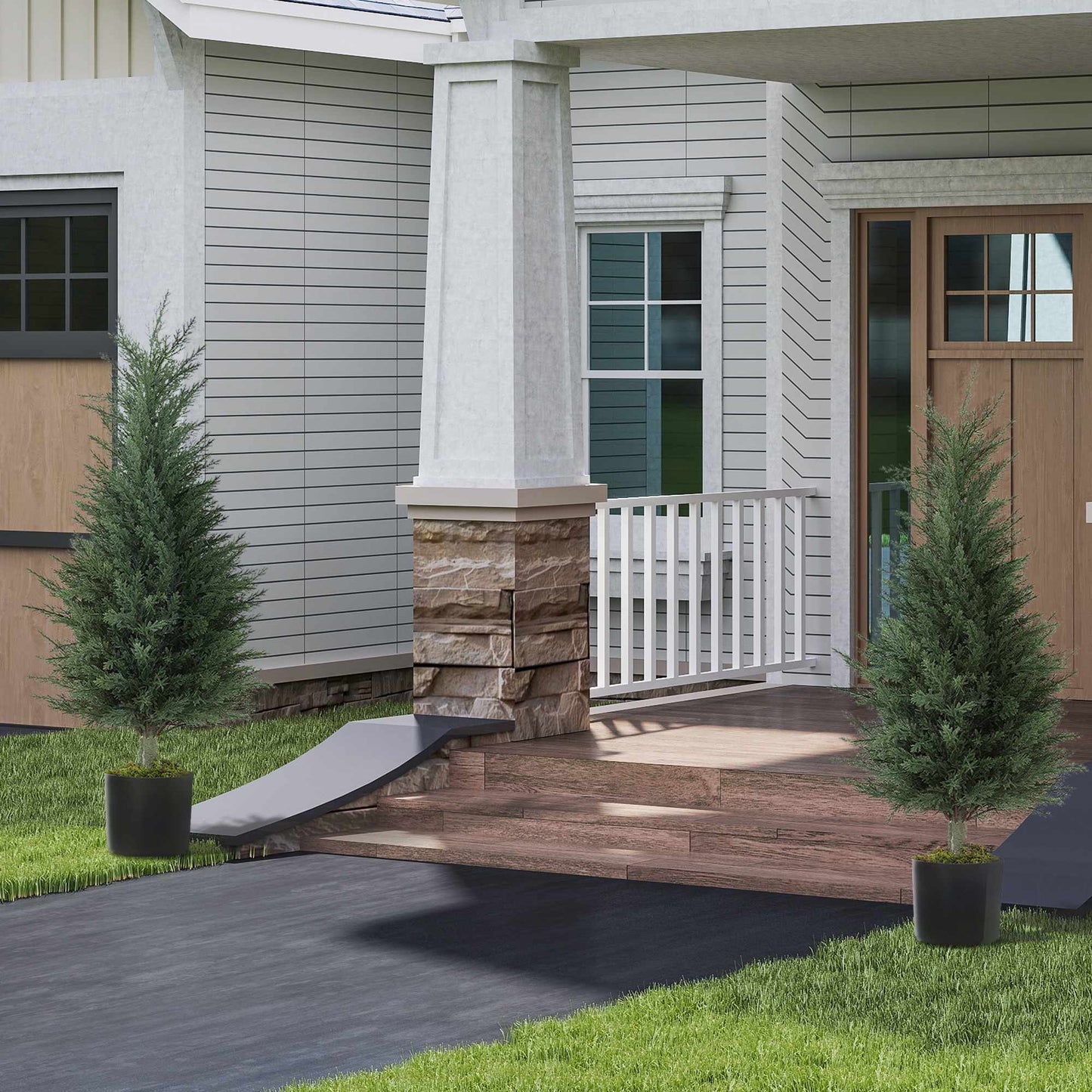 Artificial Cypress Plants, UV Resistant, Set of 2