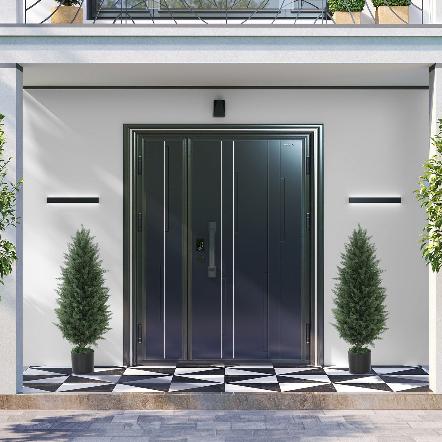 Set of 2 90 cm UV-resistant artificial cypress trees