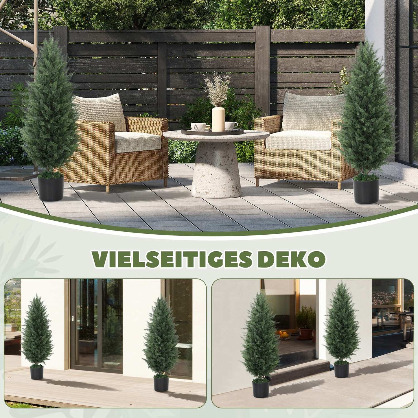 Set of 2 90 cm UV-resistant artificial cypress trees