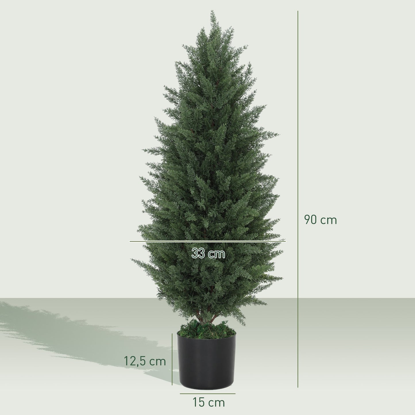 Set of 2 90 cm UV-resistant artificial cypress trees