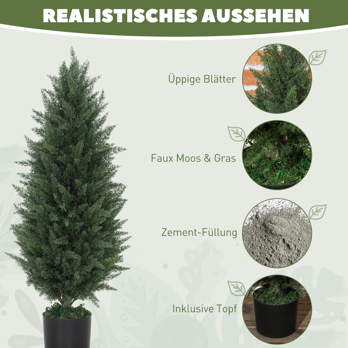 Set of 2 90 cm UV-resistant artificial cypress trees