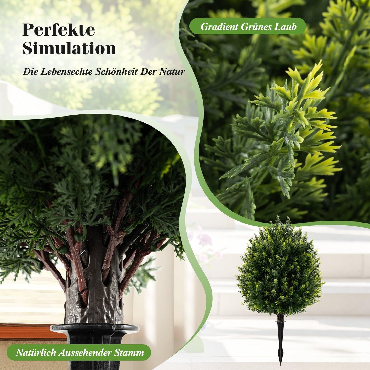 Artificial Cypress Topiary Set with Ground Spike, 61 cm