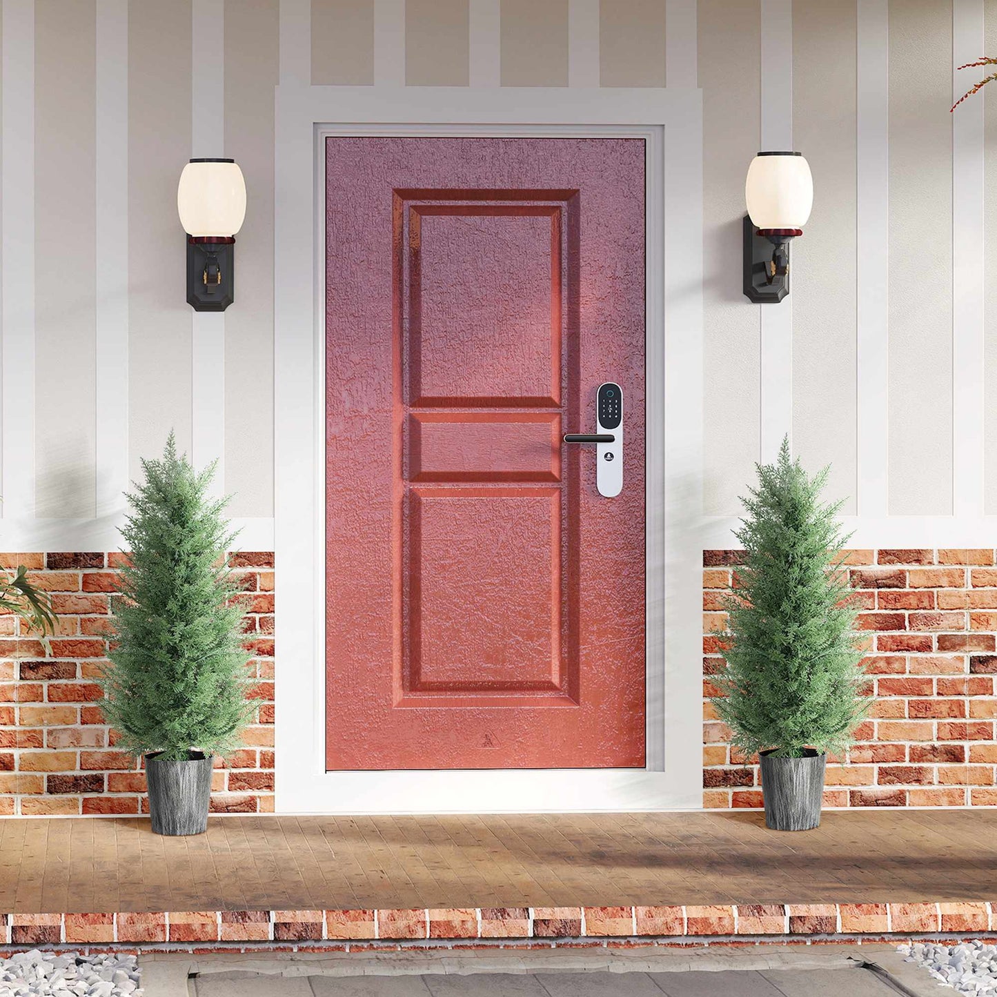 Artificial Cypress Trees Set, 2-Pack, UV Resistant, 81 Leaves