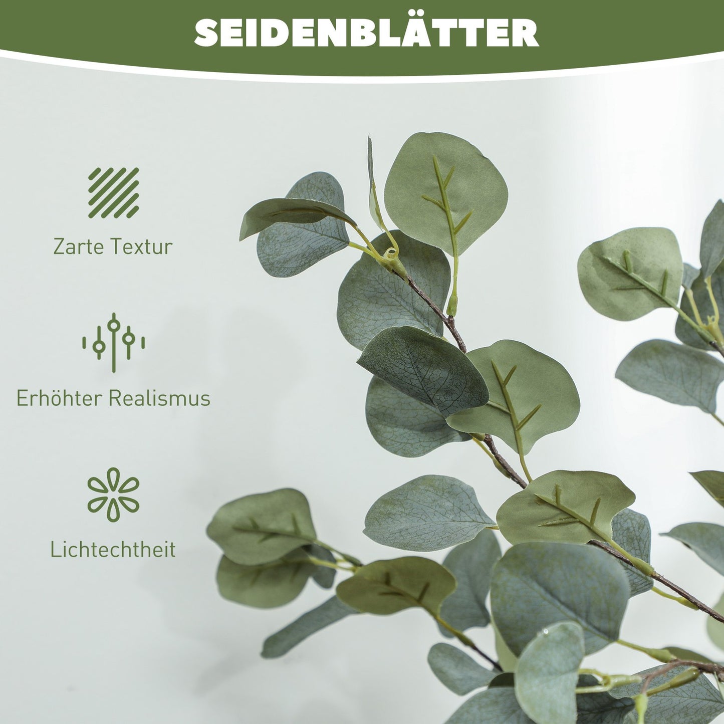 Large 150 cm artificial eucalyptus tree with pot