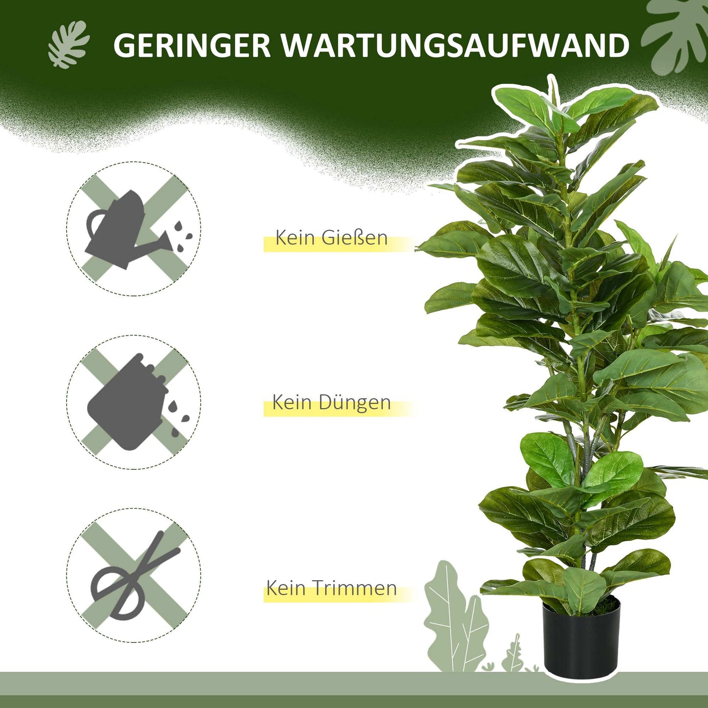 Artificial Ficus Plant, 110 cm, 90 Leaves with Pot