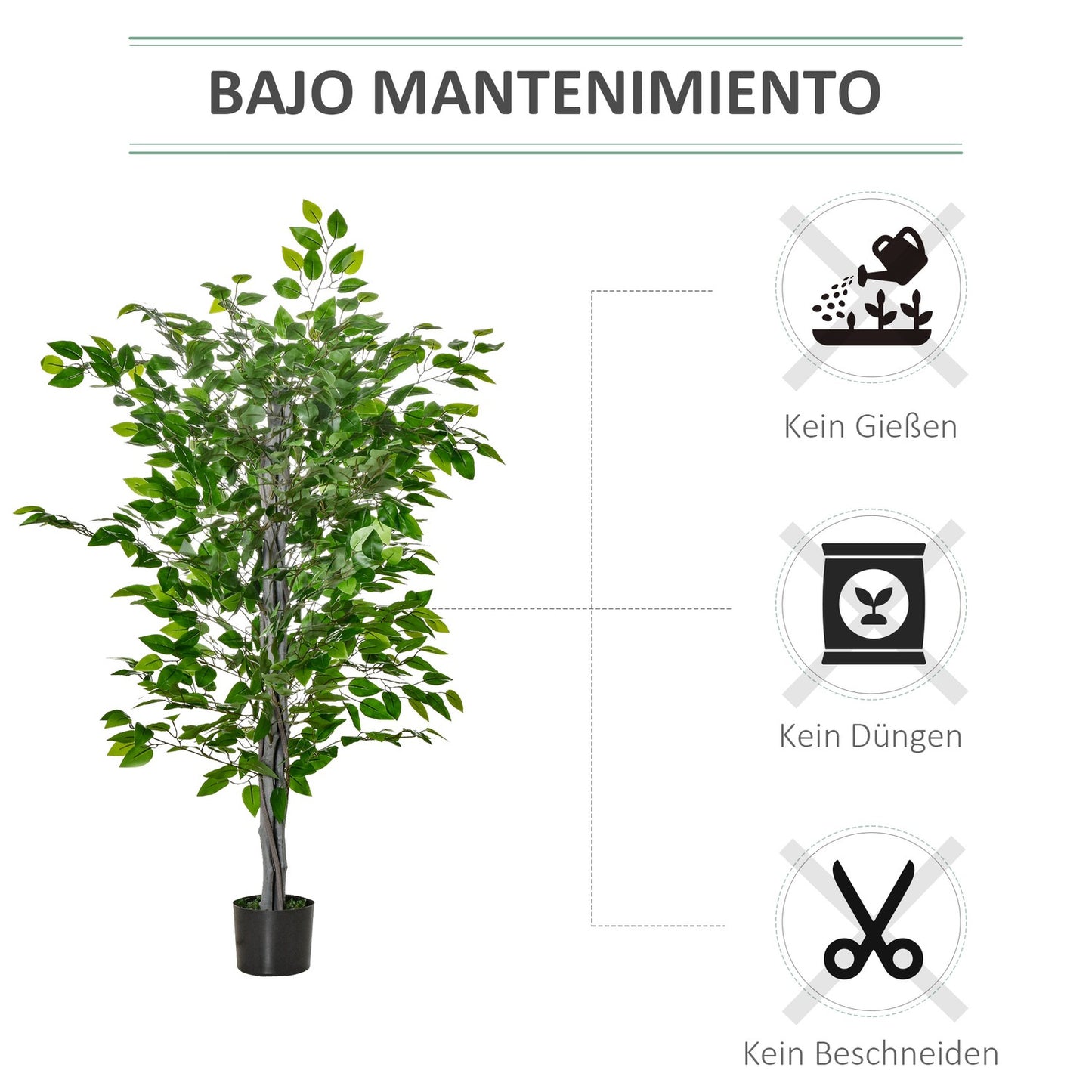 Large 135 cm artificial ficus tree in pot for home or office