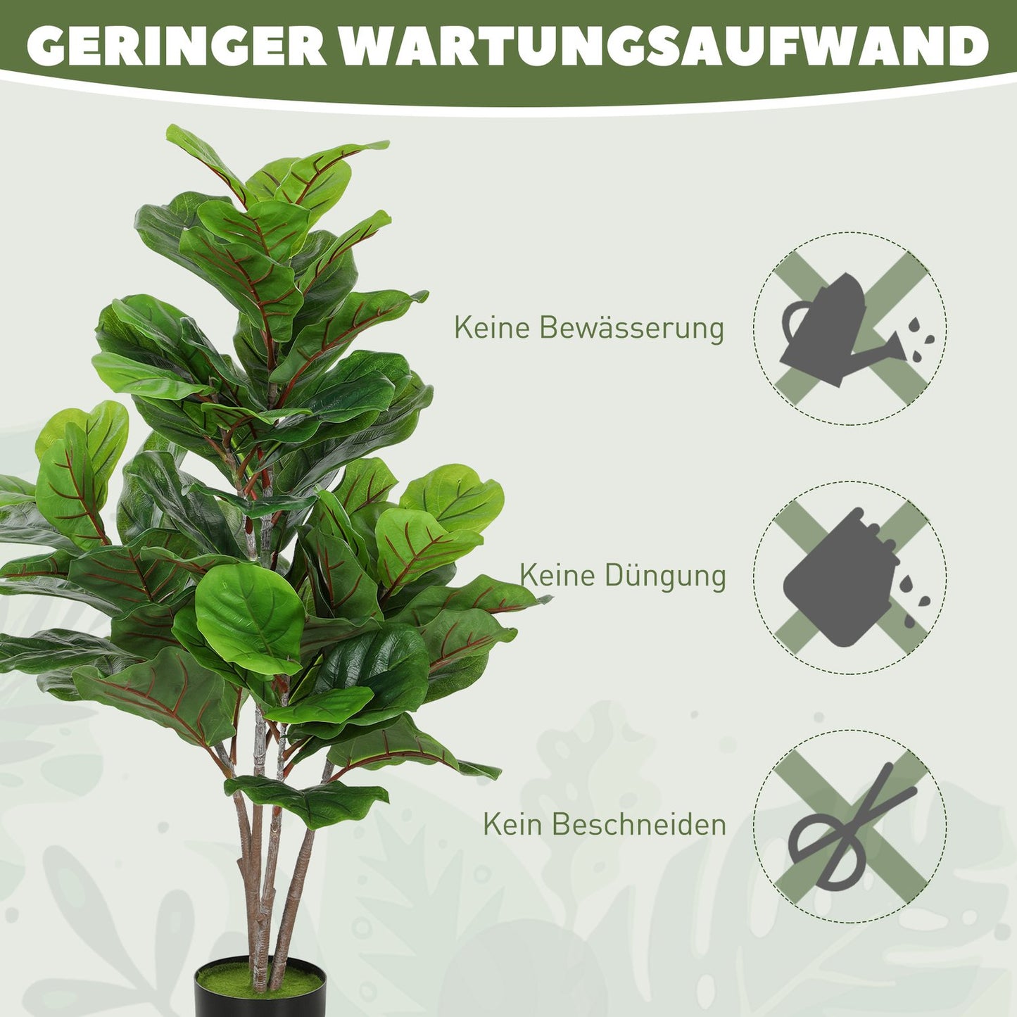 Artificial Fiddle Leaf Fig Tree, 110cm, Potted Decor