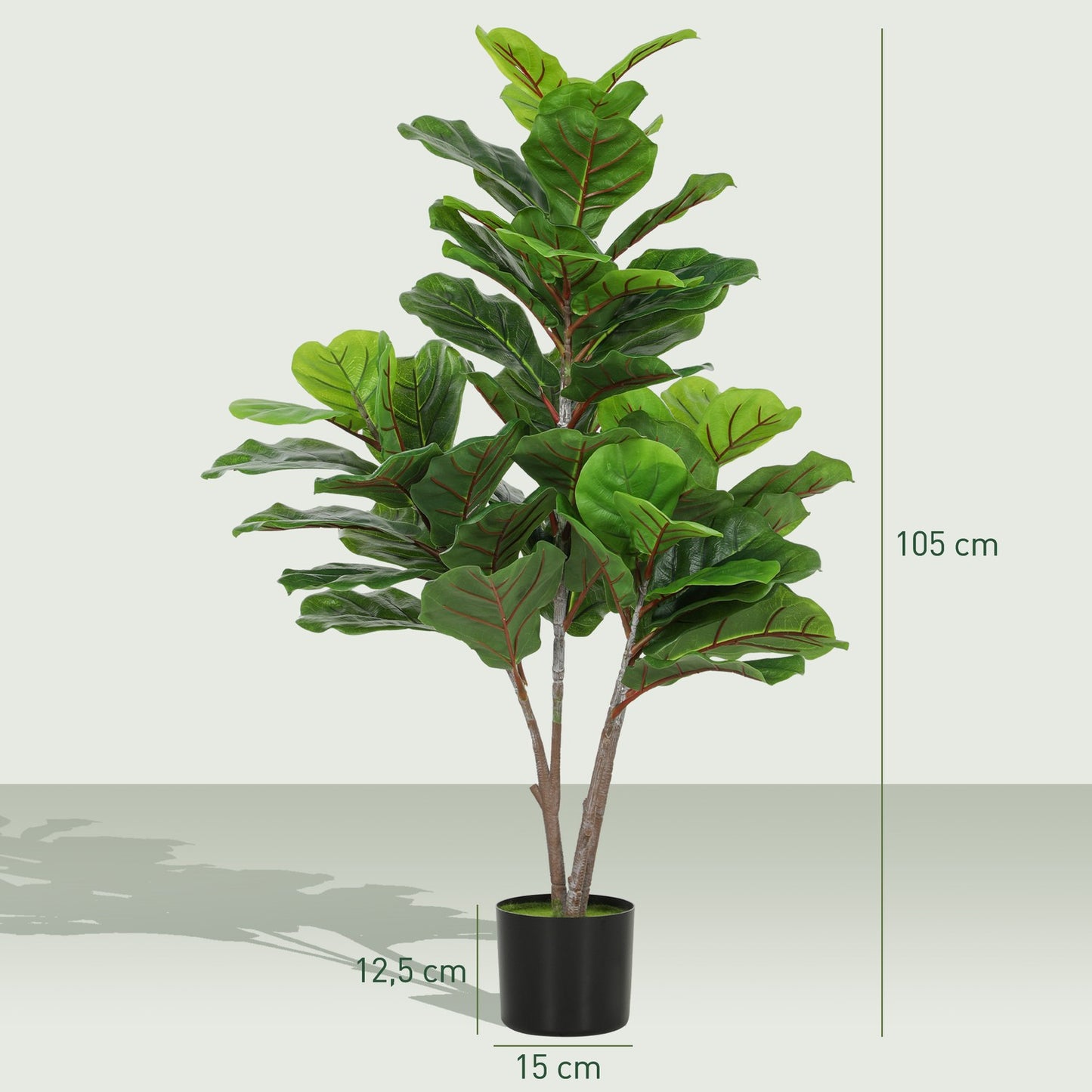 Artificial Fiddle Leaf Fig Tree, 110cm, Potted Decor