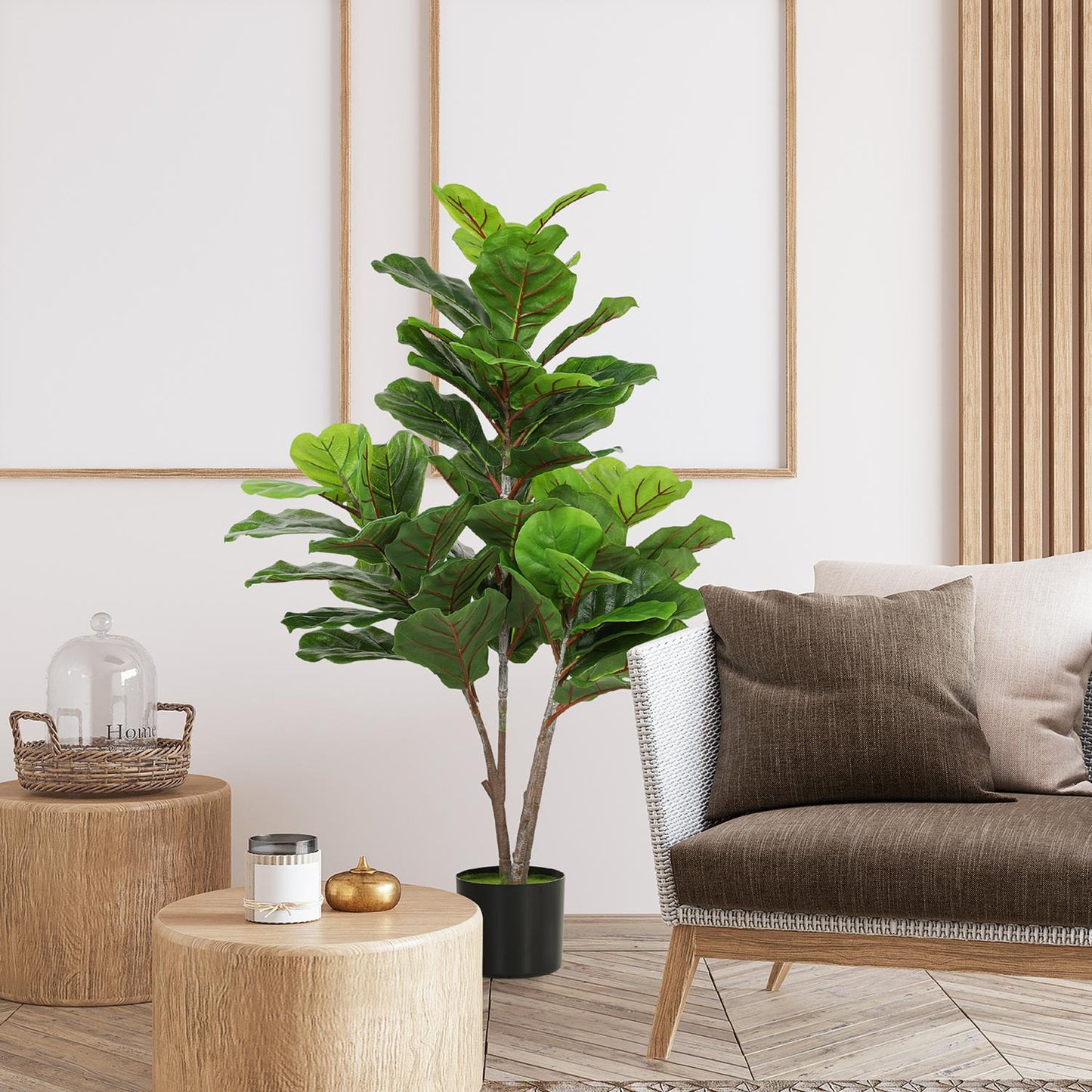 Artificial Fiddle Leaf Fig Tree, 110cm, Potted Decor