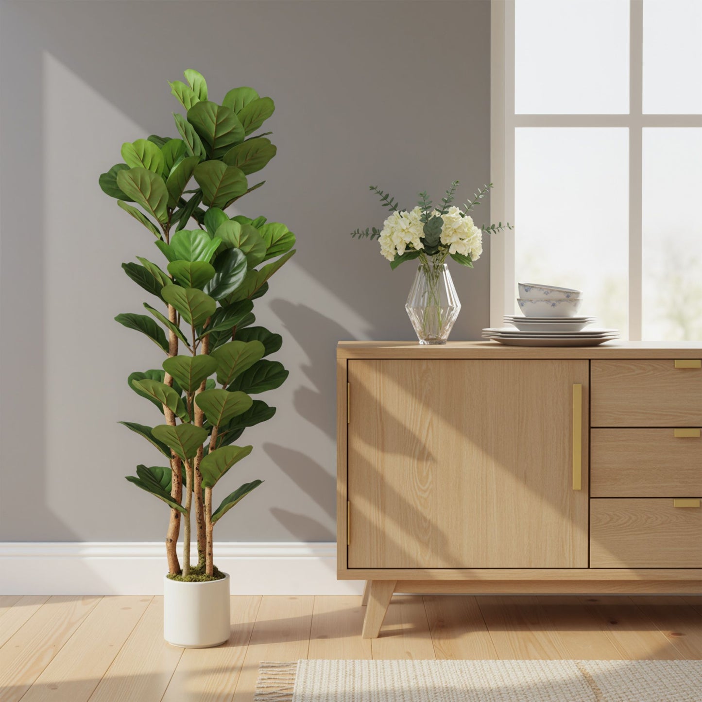 Artificial Fiddle Leaf Fig Tree, 71 Leaves, 150 cm Tall